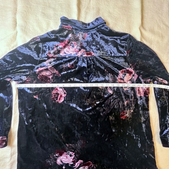 Women's Velvet L/S Floral Blouse Plus Size Dark Romance Whimsigoth Velour - Picture 9 of 10